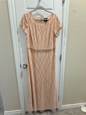 Adrianna Papell Blush Pink Beaded Evening Gown